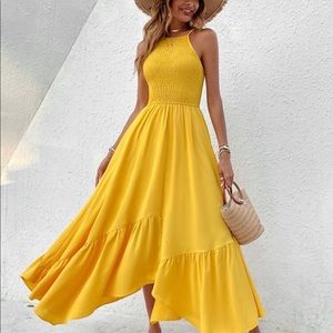 Floral Smocked Back Ruffled Hem Maxi Cami Dress